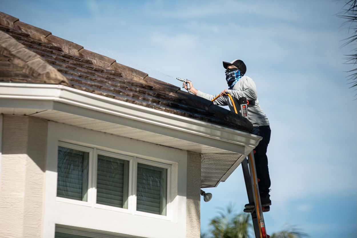 Company Man cleaning Roof