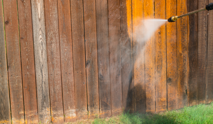 soft washing a fence